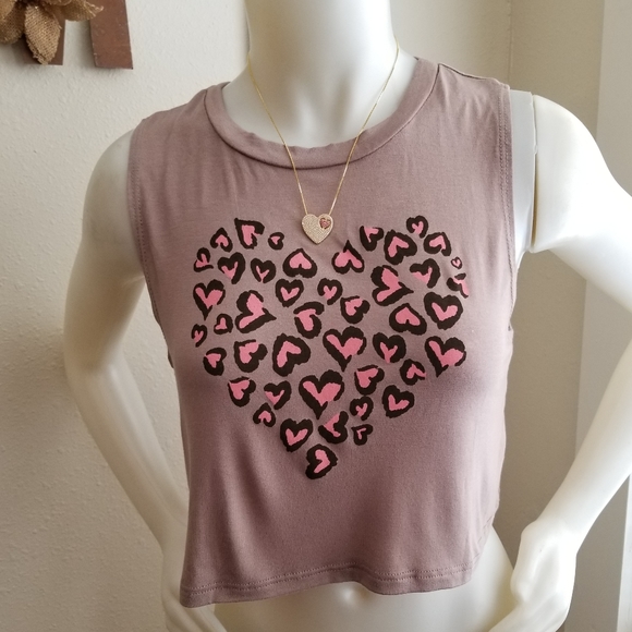 Tops - Mocha heart print top.